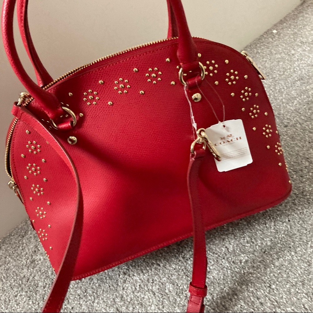Authentic Coach BORDER STUD CORA DOMED limited design satchel bag NWT - Picture 6 of 12
